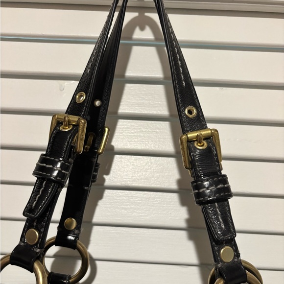 Coach Black Leather Tote with Gold Accents - Picture 4 of 10